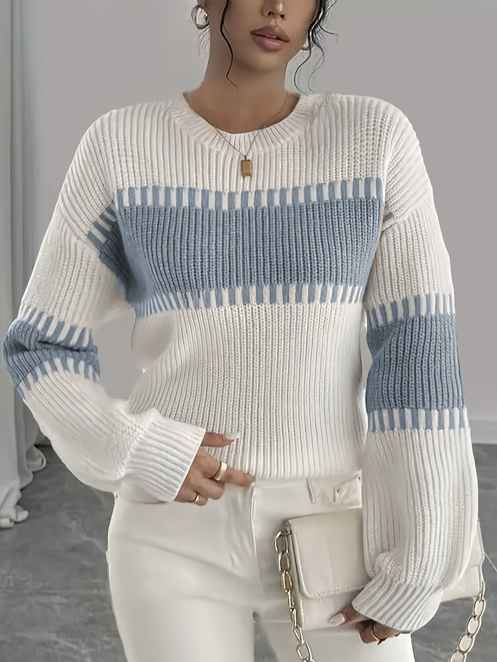 Colour-Block Striped Sweater – Casual Wear, Everyday Style