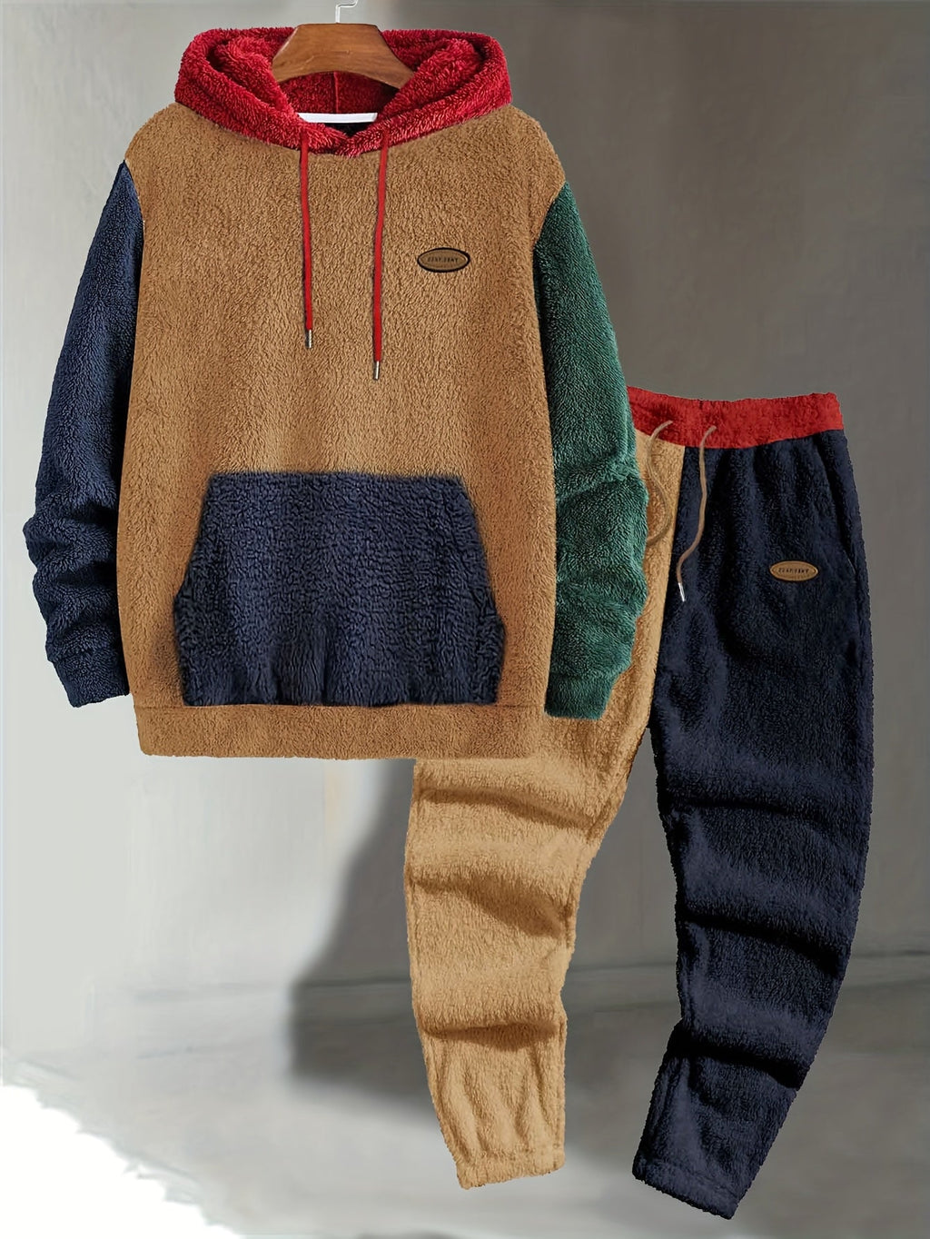 Cozy Color-Block Two-Piece Set – Casual Wear, Comfortable Style