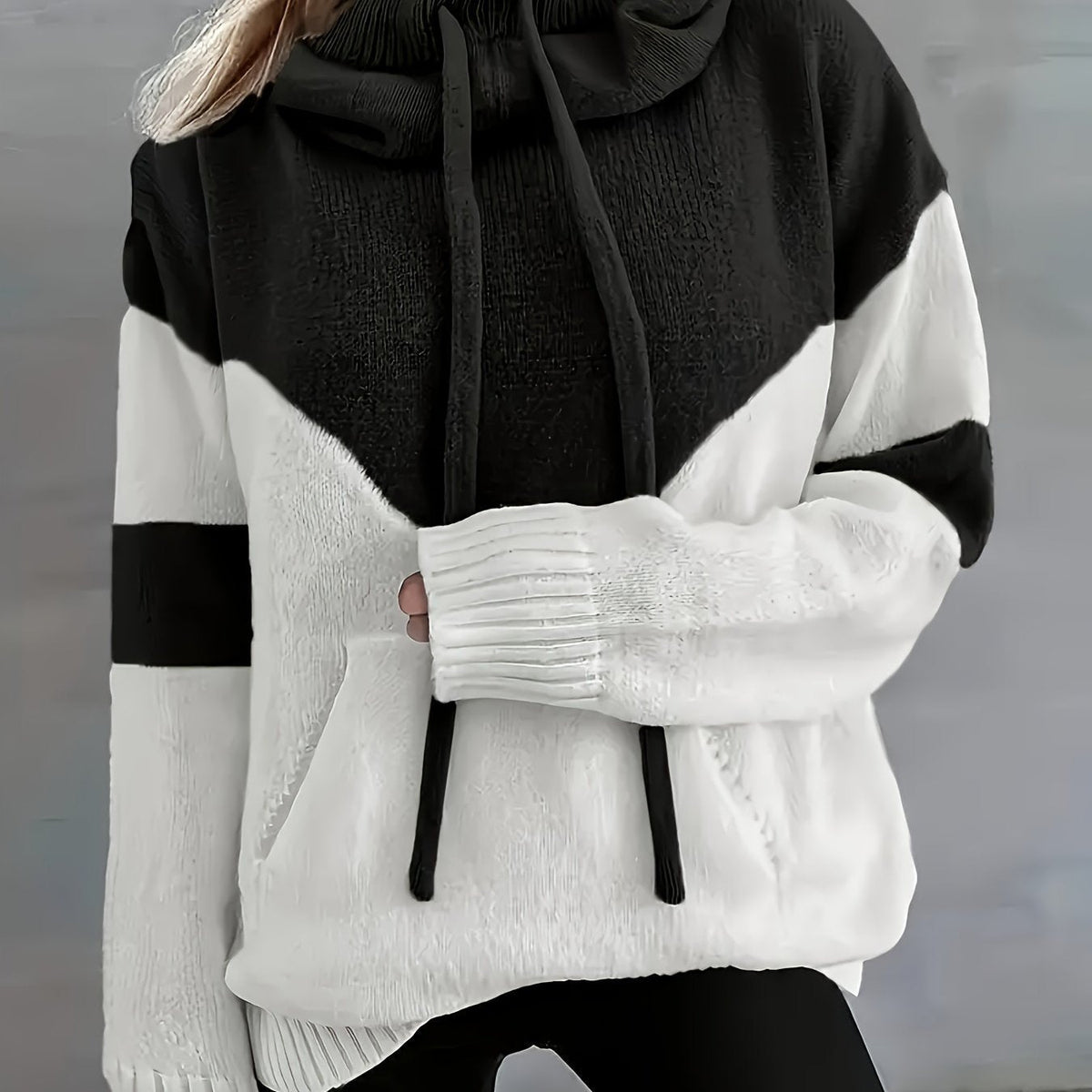 Color-Block Hooded Pullover – Casual Wear, Everyday Comfort