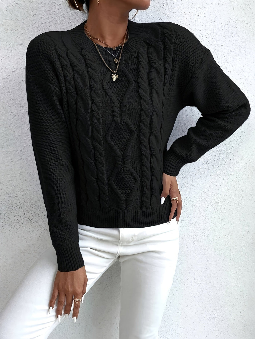 Chunky Cable-Knit Sweater – Casual Wear, Cozy Layering