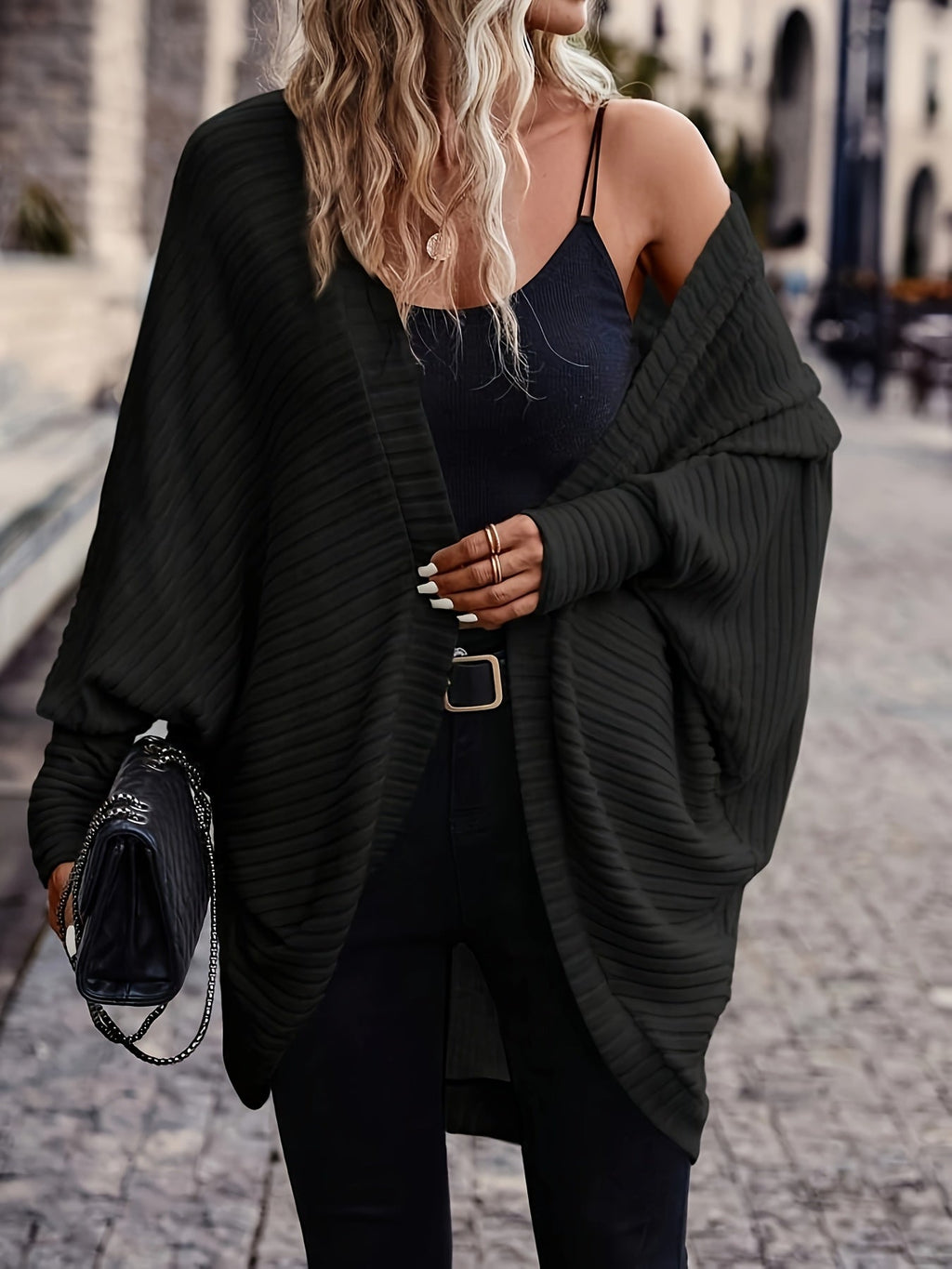 Relaxed Open-Front Cardigan – Casual Wear, Layering