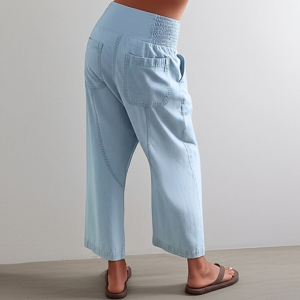 Wide Leg Pants for Women - Comfortable Cotton Blend - Casual Weekend Wear