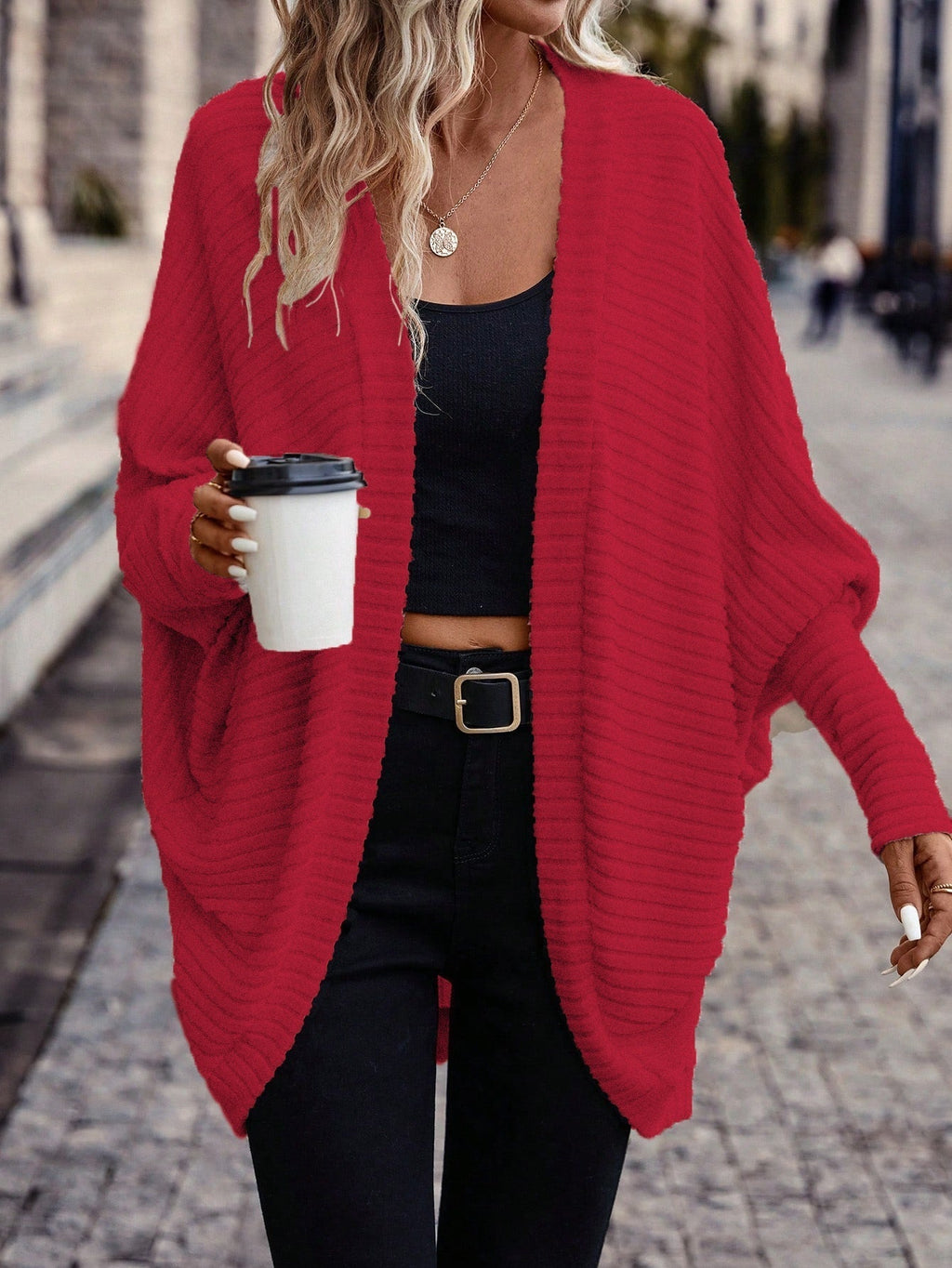 Relaxed Open-Front Cardigan – Casual Wear, Layering
