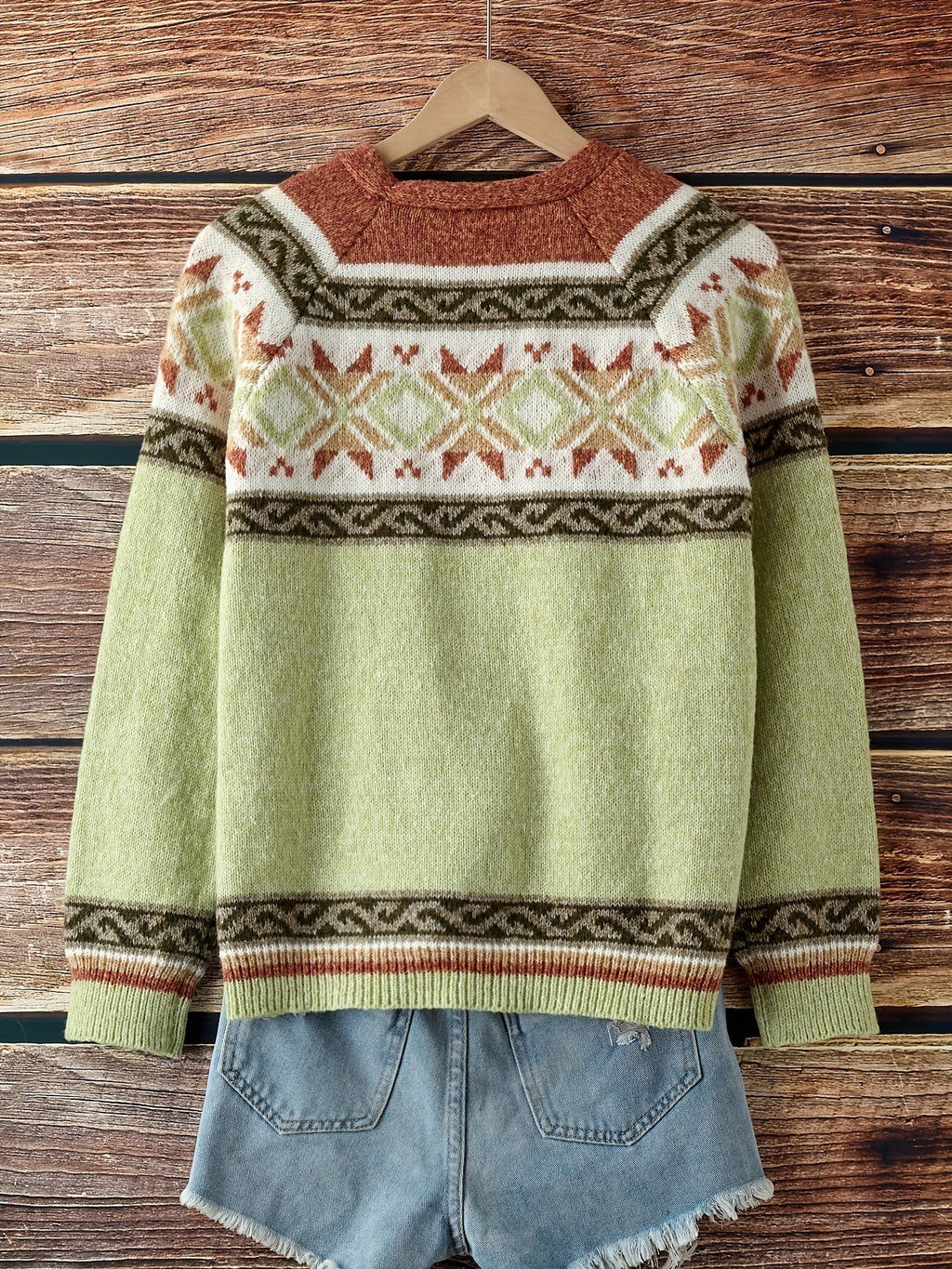 Patterned Button-Front Cardigan – Casual Wear, Layering