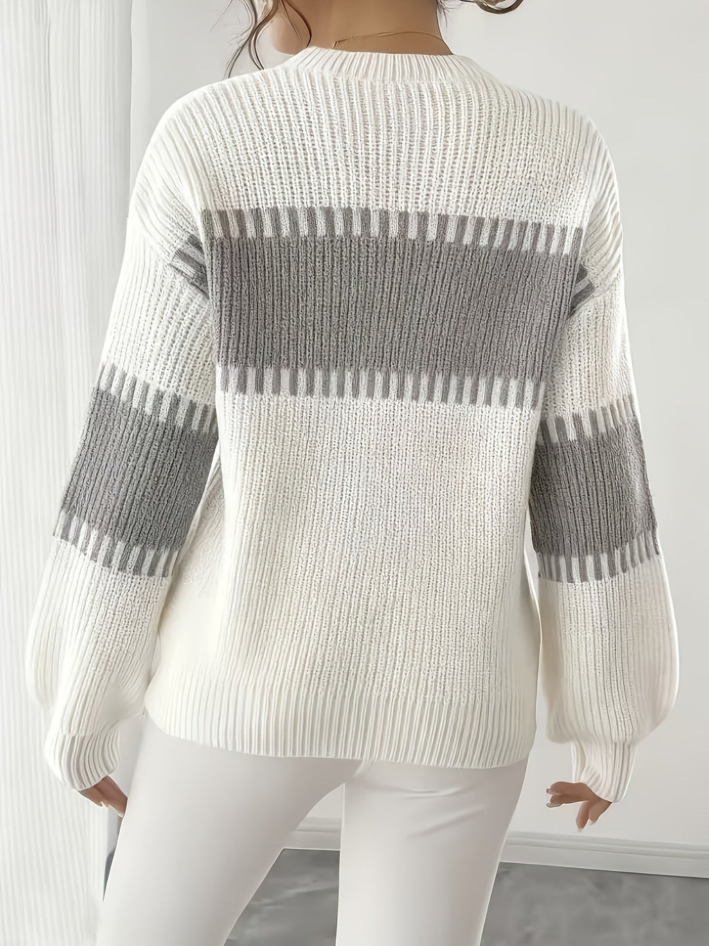 Colour-Block Striped Sweater – Casual Wear, Everyday Style