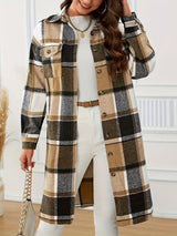 Women's Longline Plaid Coat – Relaxed Fit