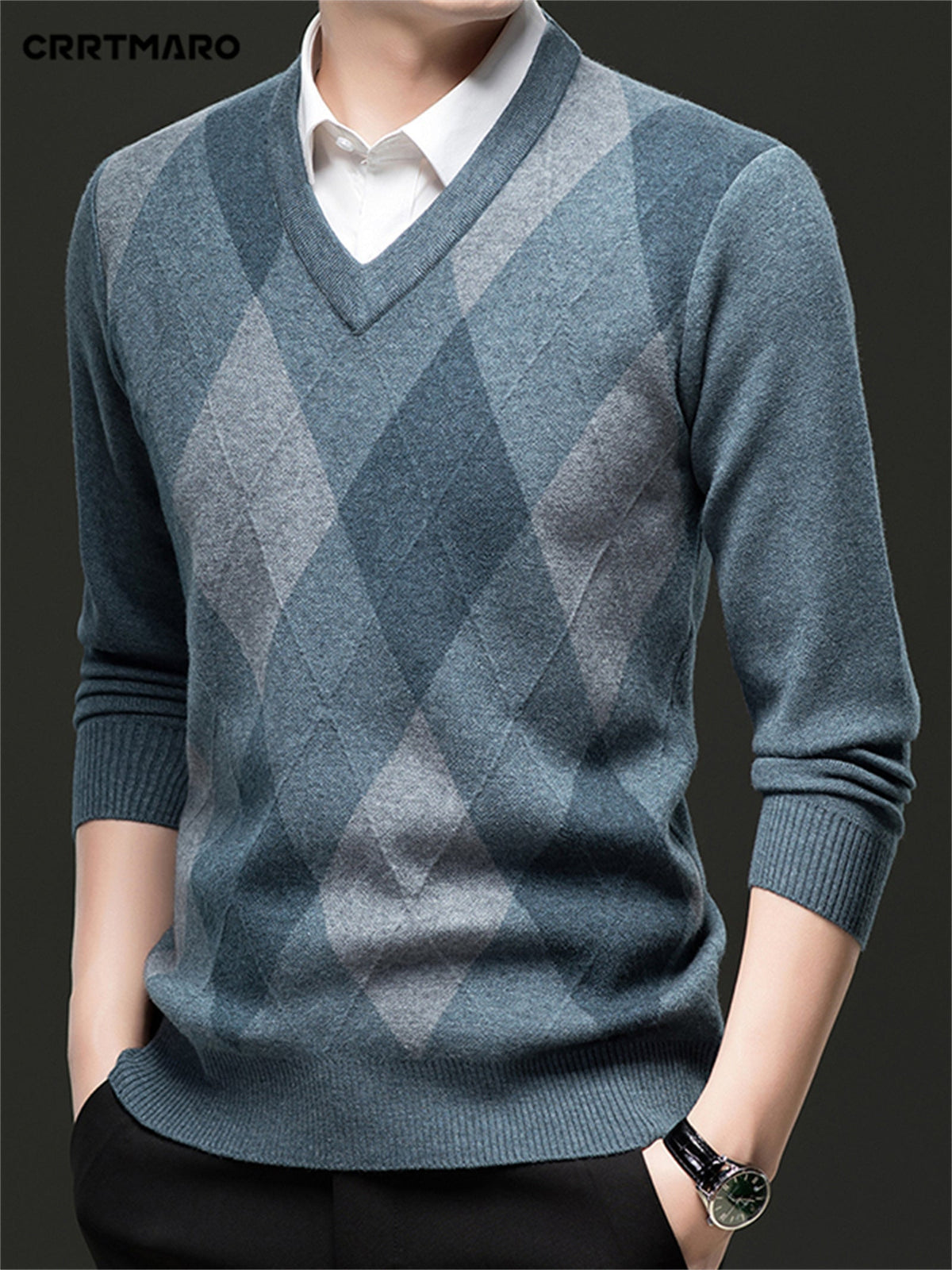 Argyle V-Neck Sweater | Classic Style – Casual Wear, Office Attire
