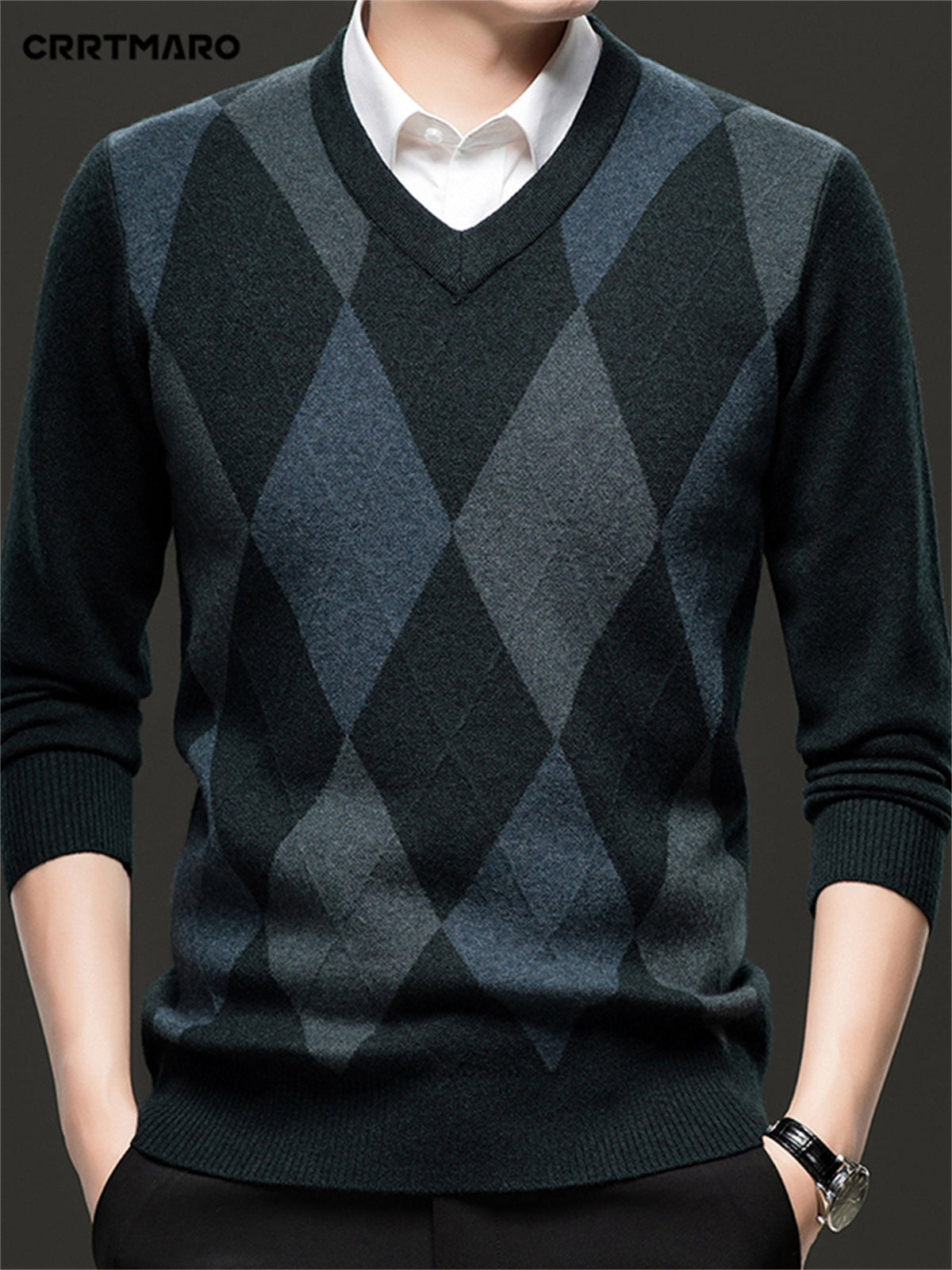 Argyle V-Neck Sweater | Classic Style – Casual Wear, Office Attire
