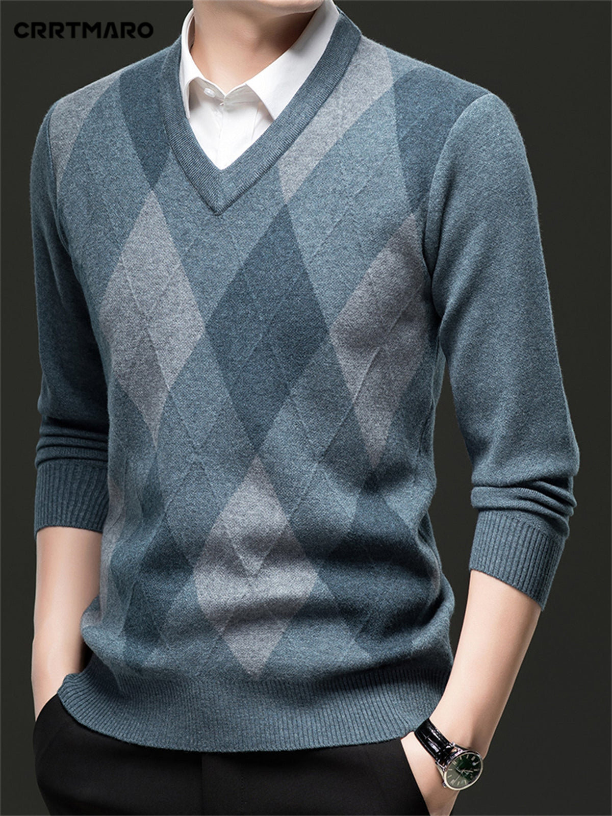 Argyle V-Neck Sweater | Classic Style – Casual Wear, Office Attire