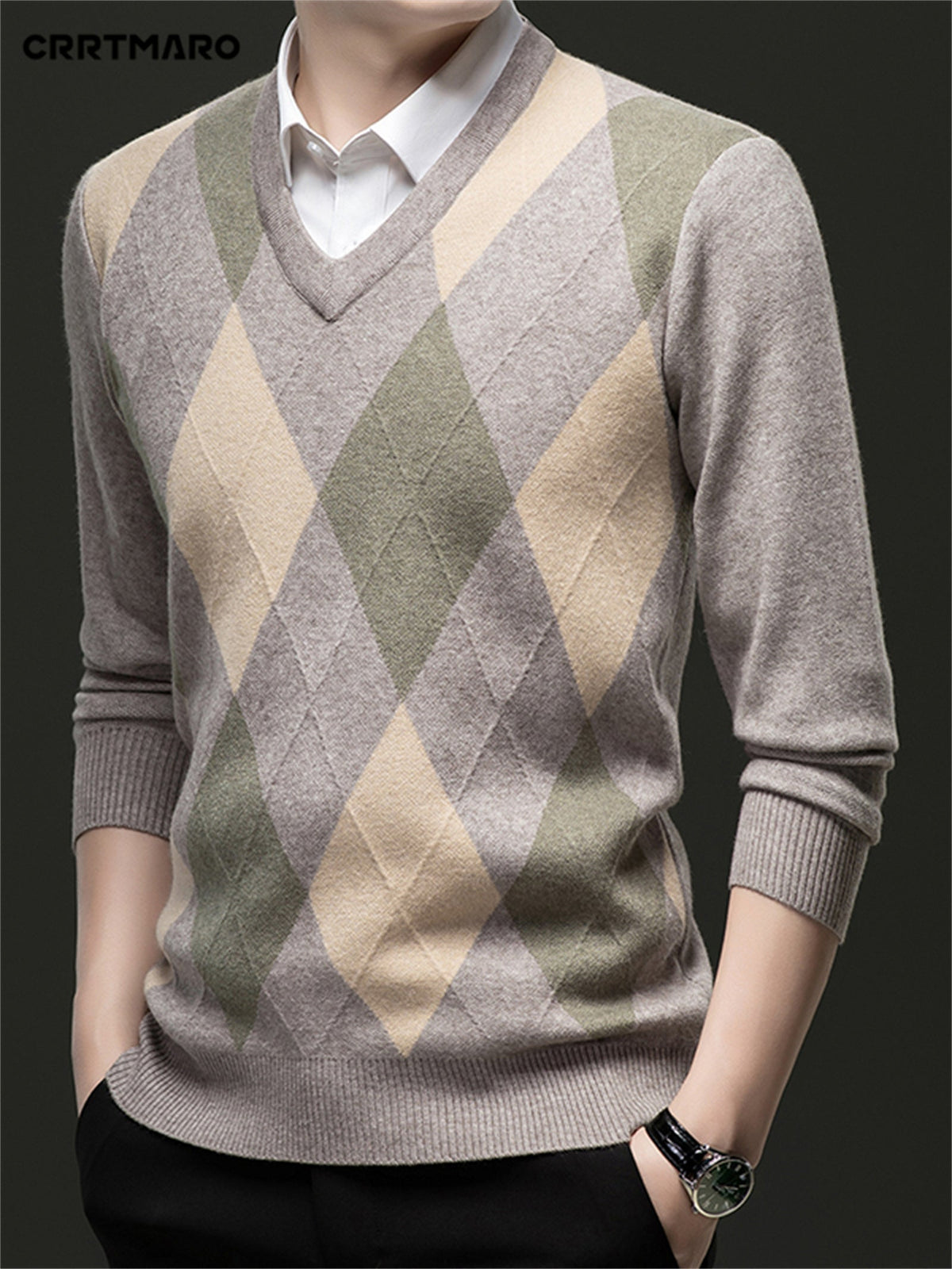 Argyle V-Neck Sweater | Classic Style – Casual Wear, Office Attire