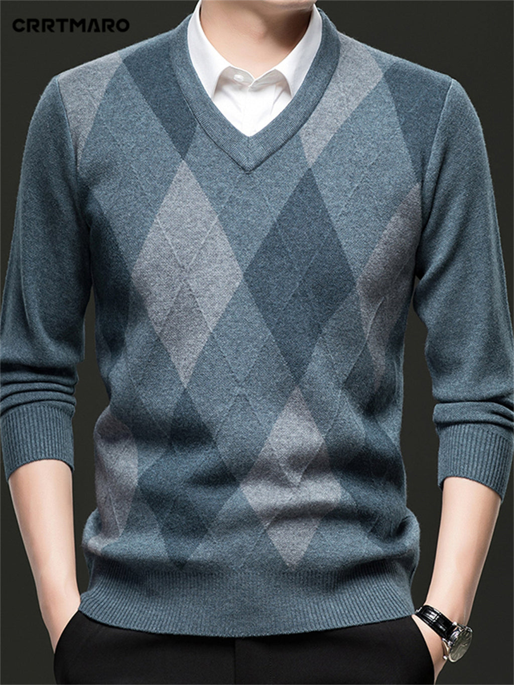 Argyle V-Neck Sweater | Classic Style – Casual Wear, Office Attire
