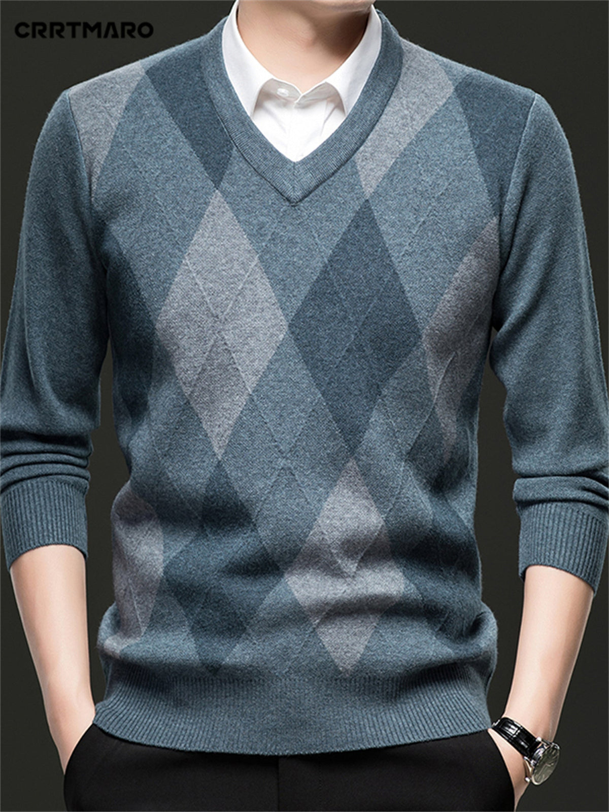 Argyle V-Neck Sweater | Classic Style – Casual Wear, Office Attire
