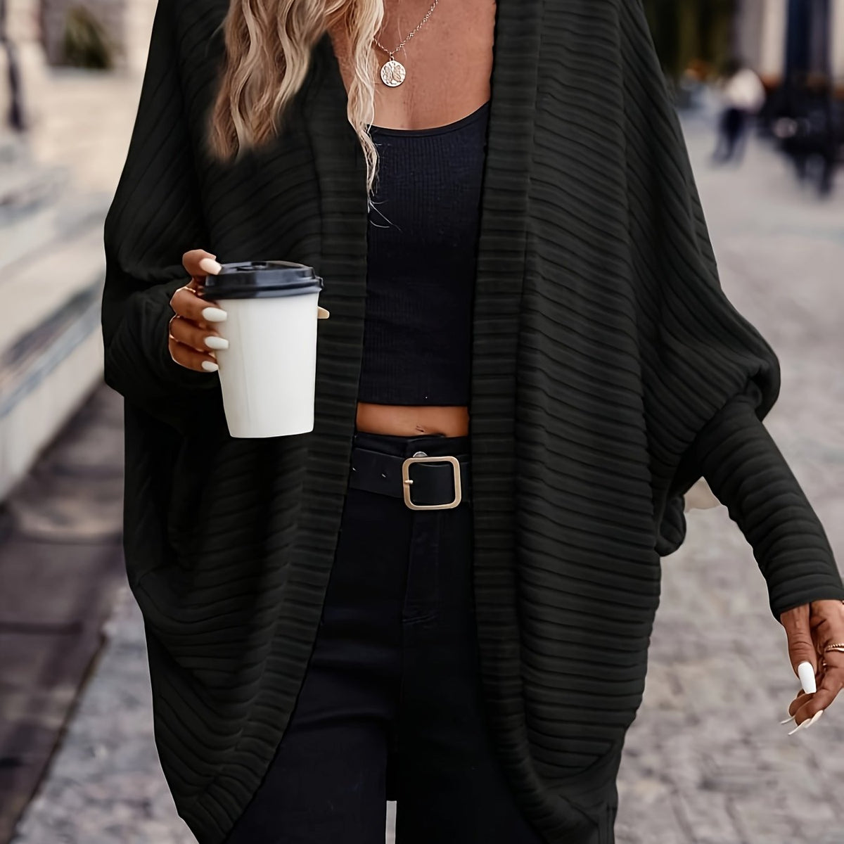 Relaxed Open-Front Cardigan – Casual Wear, Layering