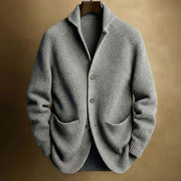Men's Ribbed Wool Cardigan – Grey