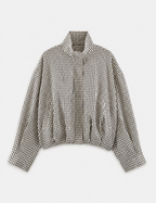 Ladies Casual Plaid Crop Jacket with Stand Collar – Everyday Wear, Stylish Layering