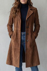 Women's Longline Vintage Suede-Finish Coat