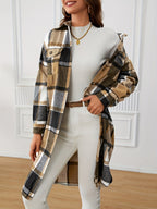 Women's Longline Plaid Coat – Relaxed Fit