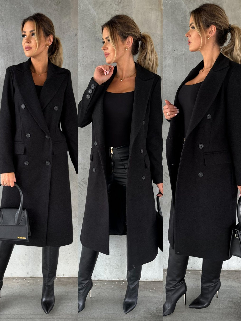 Women's Double-Breasted Winter Coat with Sleeves – Casual, Office