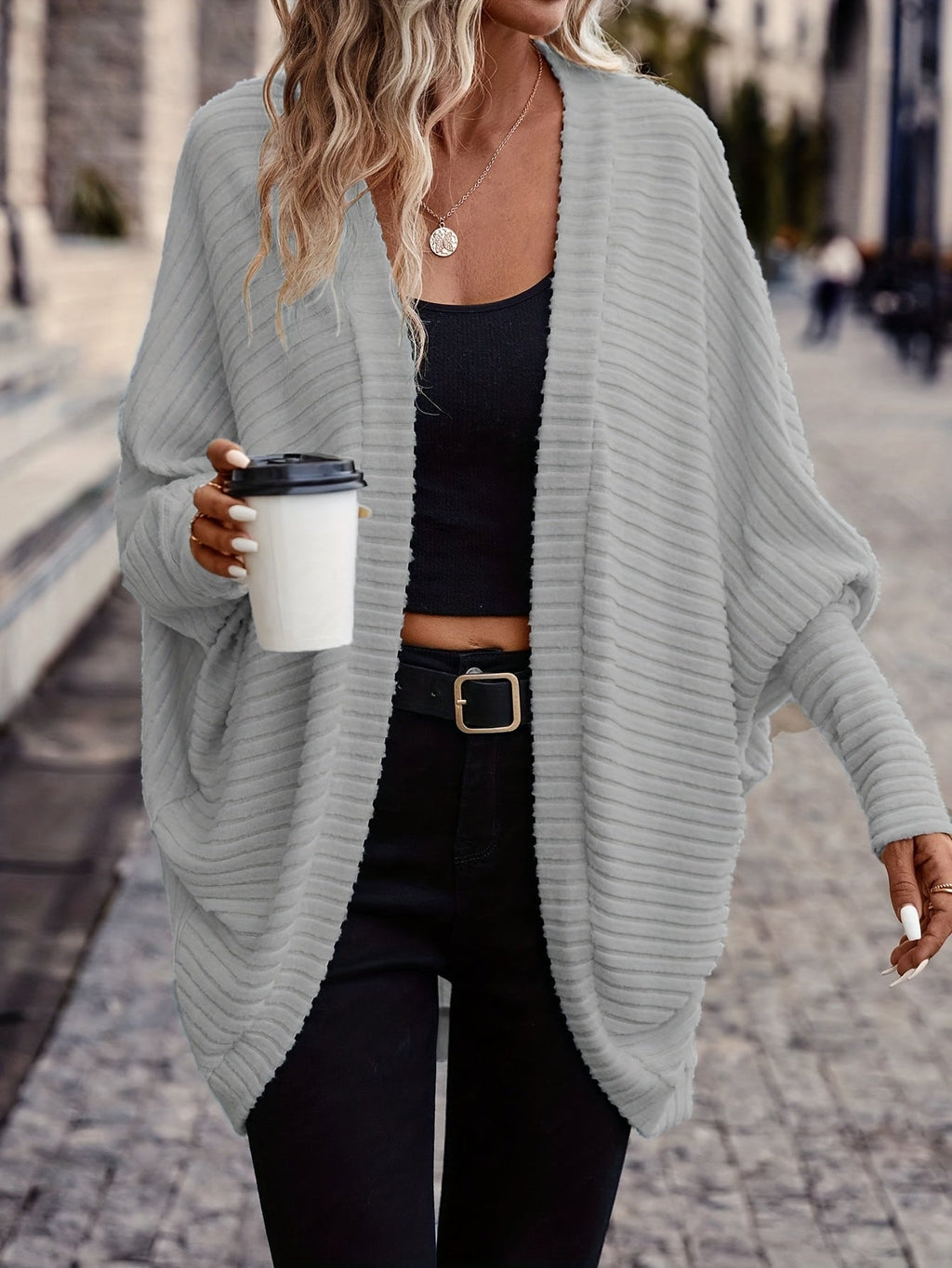 Relaxed Open-Front Cardigan – Casual Wear, Layering