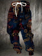 Men's Printed Joggers – Navy & Gold