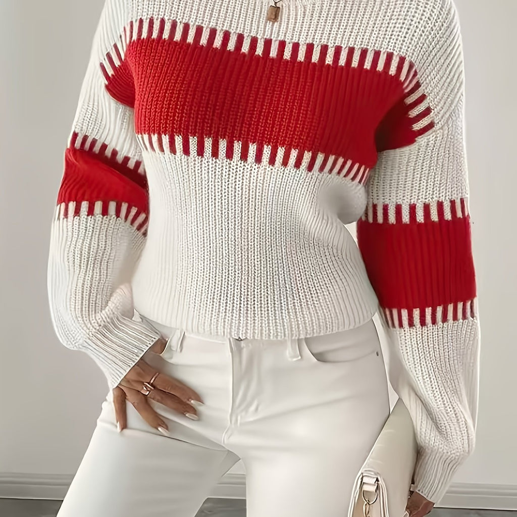 Colour-Block Striped Sweater – Casual Wear, Everyday Style