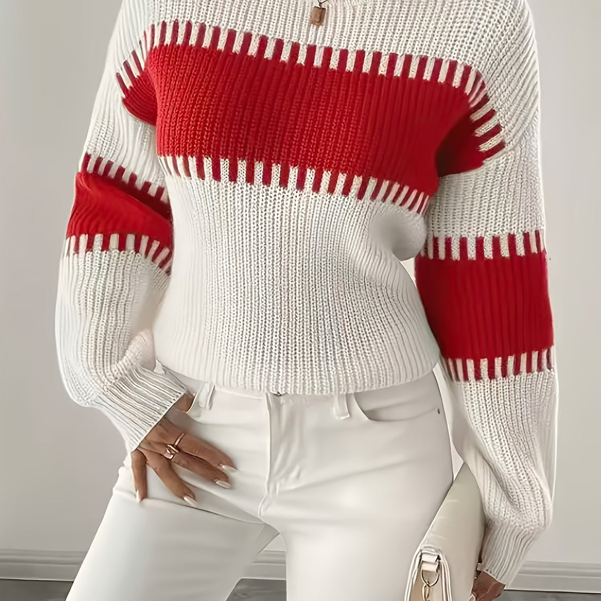 Colour-Block Striped Sweater – Casual Wear, Everyday Style