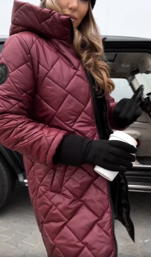 Elegant Quilted Puffer Jacket with Hood – Casual Wear, Winter Fashion