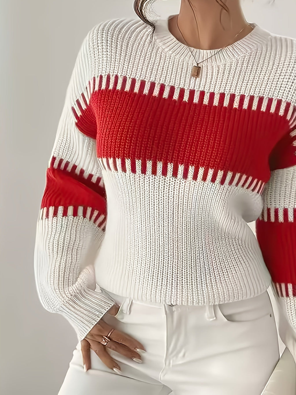 Colour-Block Striped Sweater – Casual Wear, Everyday Style