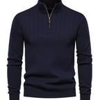 Men's Quarter-Zip Stand Collar Jumper – Navy