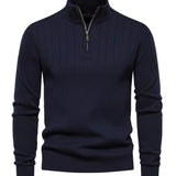 Men's Quarter-Zip Stand Collar Jumper
