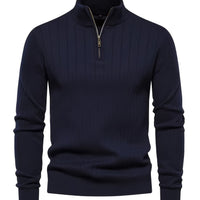 Men's Quarter-Zip Stand Collar Jumper – Navy