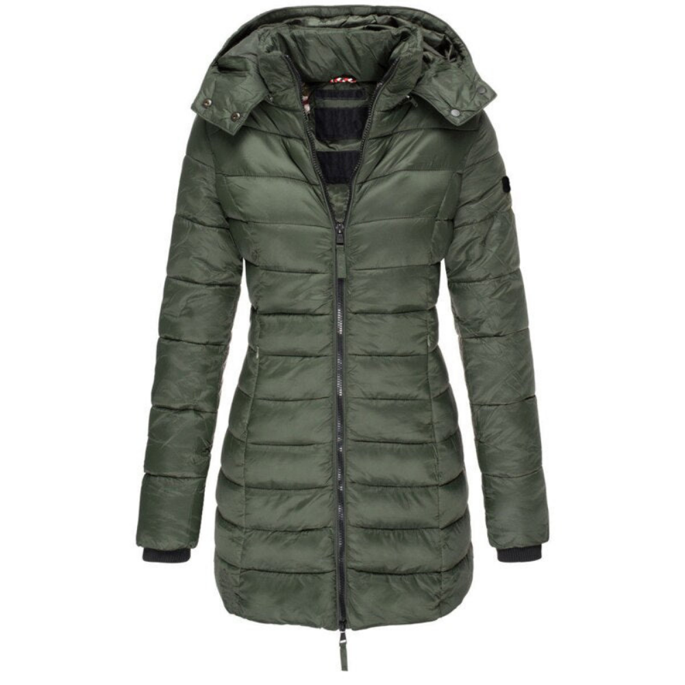 Hooded Down Jacket with Zipper – Casual Wear, Outdoor Activities