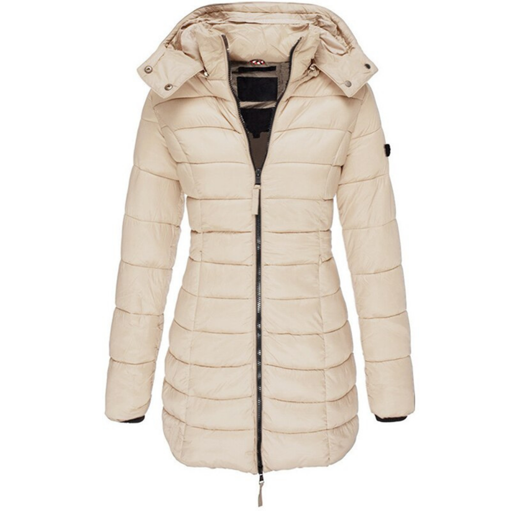 Hooded Down Jacket with Zipper – Casual Wear, Outdoor Activities