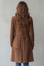 Women's Longline Coat with Vintage Suede Finish – Casual, Office