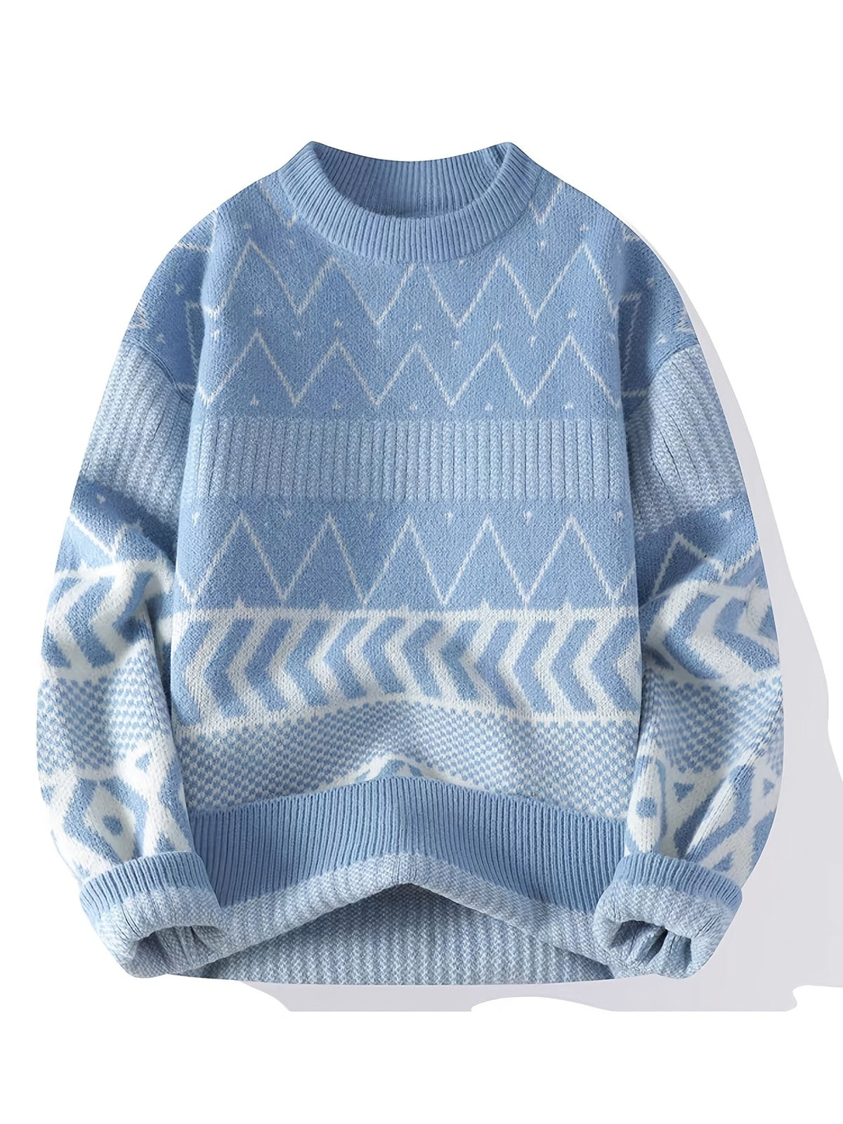 Patterned Crew-Neck Sweater – Casual, Everyday