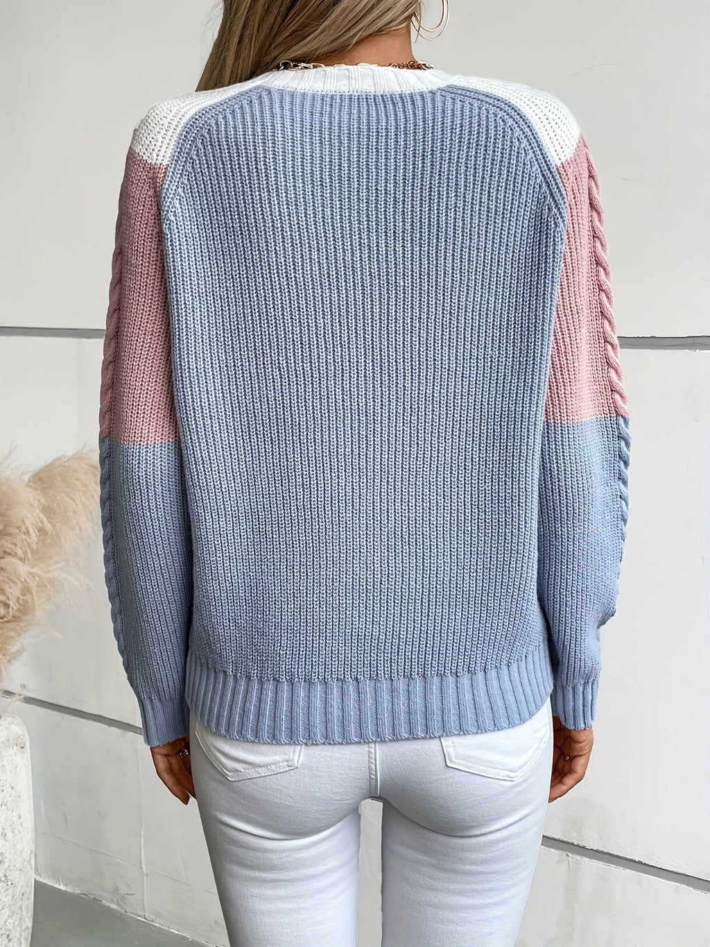 Colorblock Knit Sweater – Casual Wear, Stylish Layering
