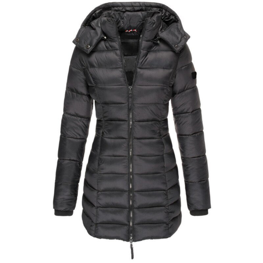 Hooded Down Jacket with Zipper – Casual Wear, Outdoor Activities