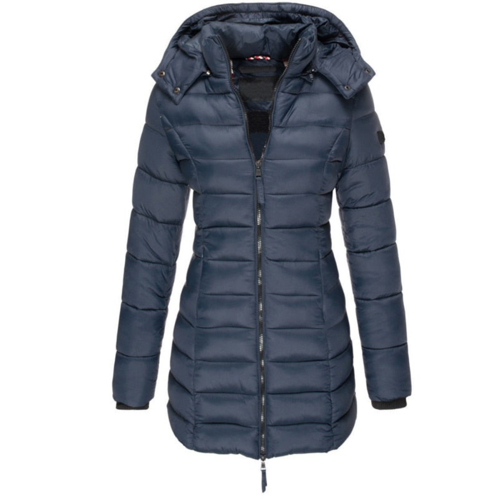 Hooded Down Jacket with Zipper – Casual Wear, Outdoor Activities
