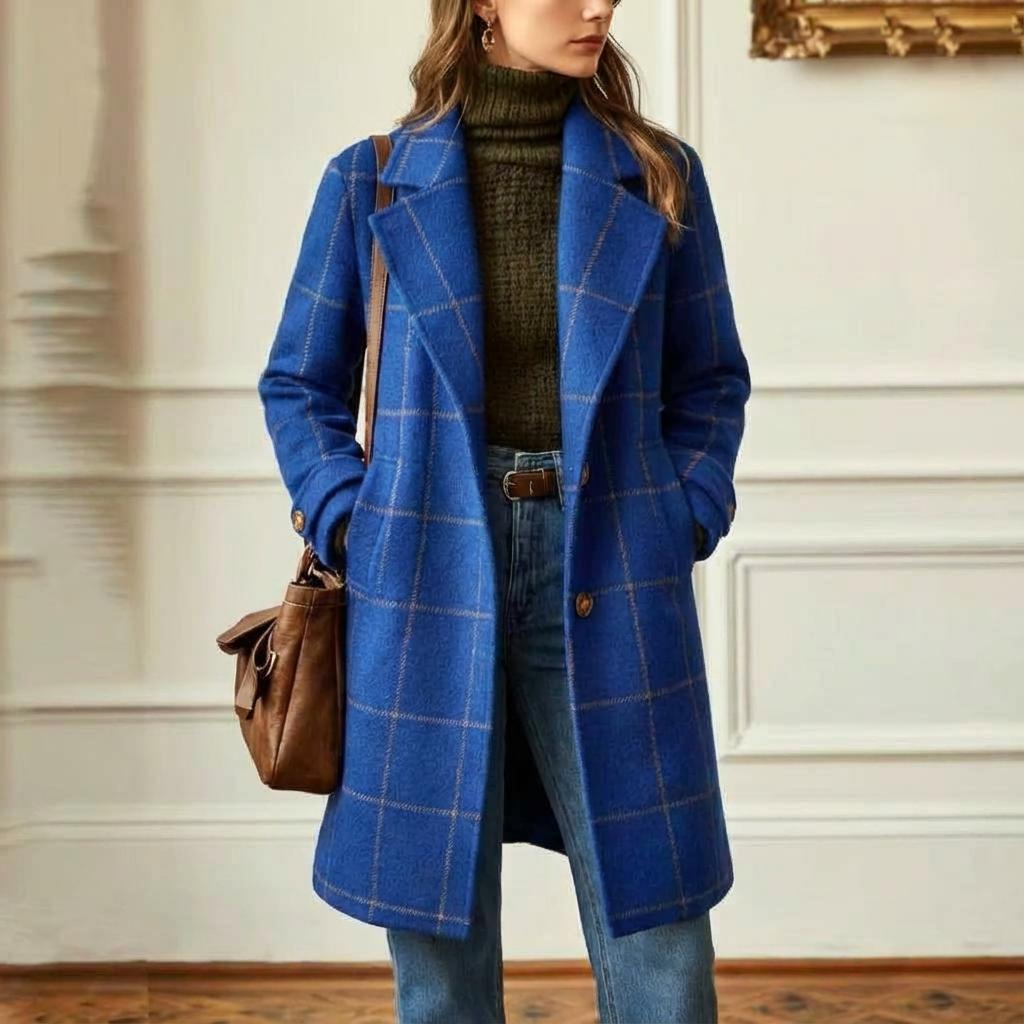 Wool Check Coat – Casual Wear, Office Style