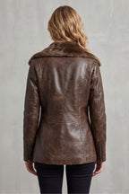 Women's Leather Jacket with Shearling Lining – Casual Wear, Stylish Outfits