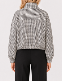 Ladies Casual Plaid Crop Jacket with Stand Collar – Everyday Wear, Stylish Layering