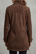 Women's Longline Coat in Suede – Casual Wear, Stylish Layering