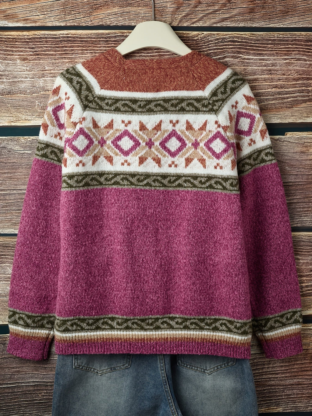 Patterned Button-Front Cardigan – Casual Wear, Layering