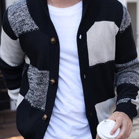 Men's Black & White Colour Block Cardigan – Black and White