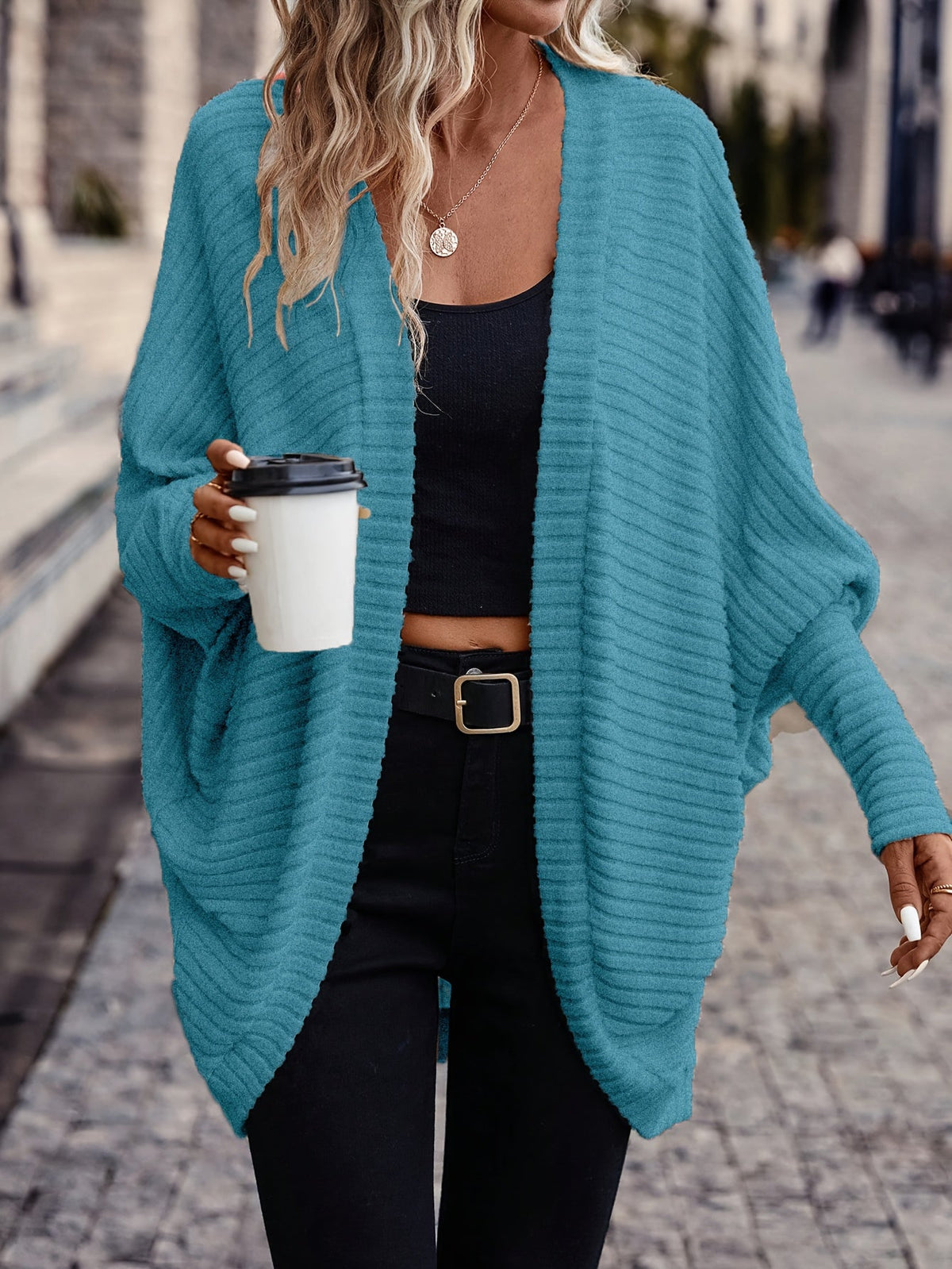 Relaxed Open-Front Cardigan – Casual Wear, Layering