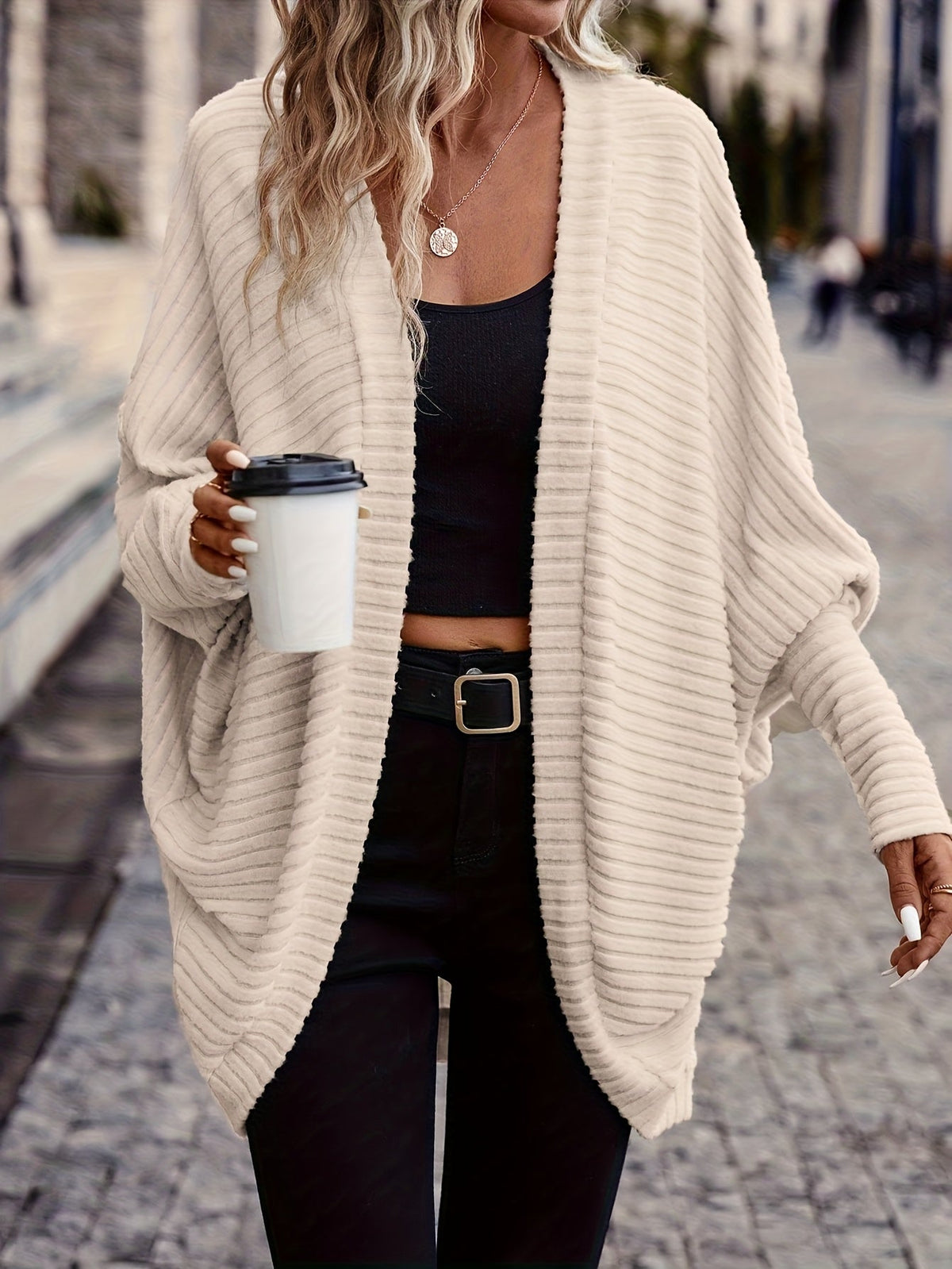 Relaxed Open-Front Cardigan – Casual Wear, Layering