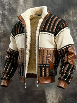 Men's Ivory Sherpa-Lined Zip Jacket