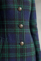 Women's Wool Blend Highland Check Coat – Casual, Office