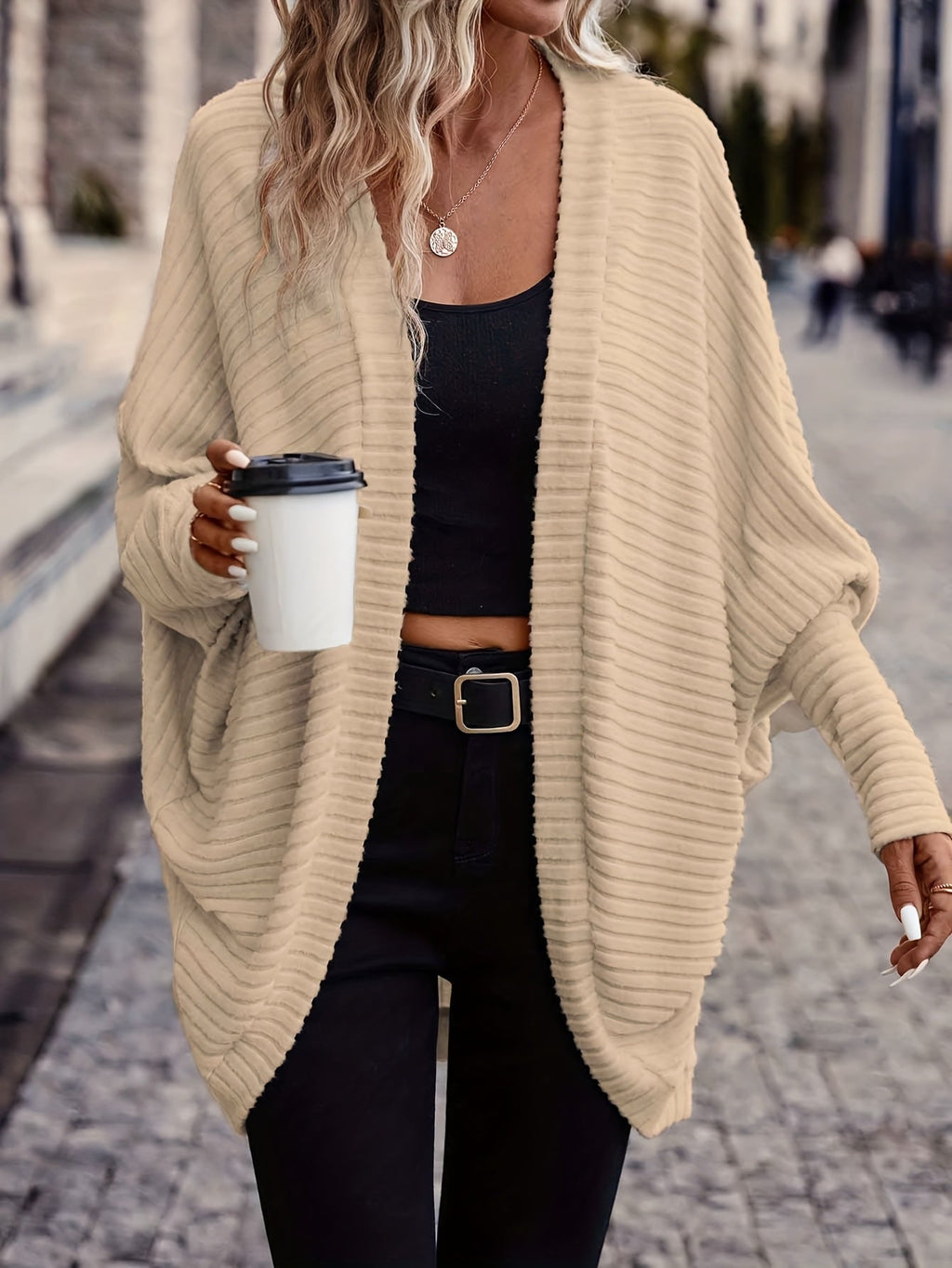 Relaxed Open-Front Cardigan – Casual Wear, Layering