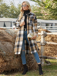 Women's Longline Plaid Coat – Relaxed Fit
